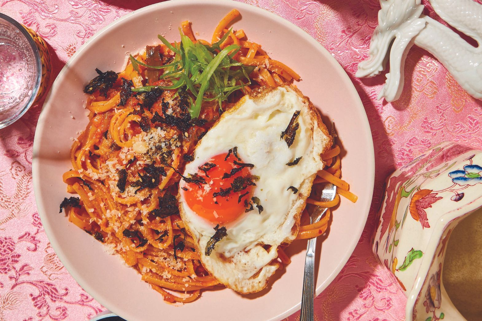 Cheesy Kimchi Linguine with Gochujang Butter Recipe
