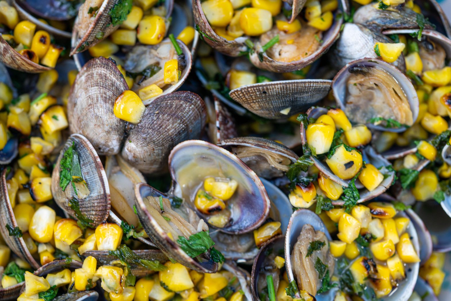 Barbecued Clams With Miso and Sweetcorn