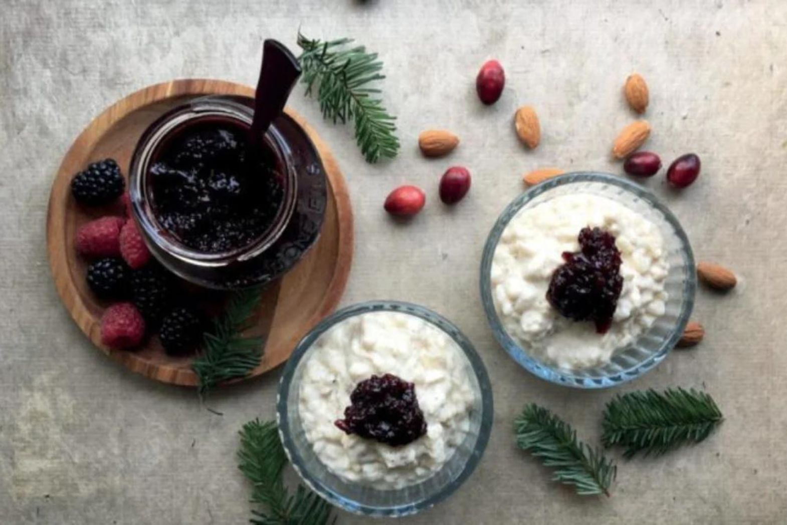 Creamed Rice with Marinated Oranges and Cherry & Champagne Jam