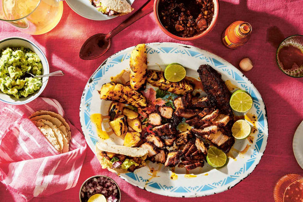 Smoky Pork Belly Tacos with Charred Pineapple and Drunken Salsa Recipe