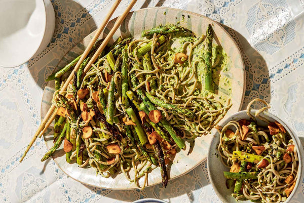 Spring Green Soba with Asparagus and Crispy Garlic Recipe