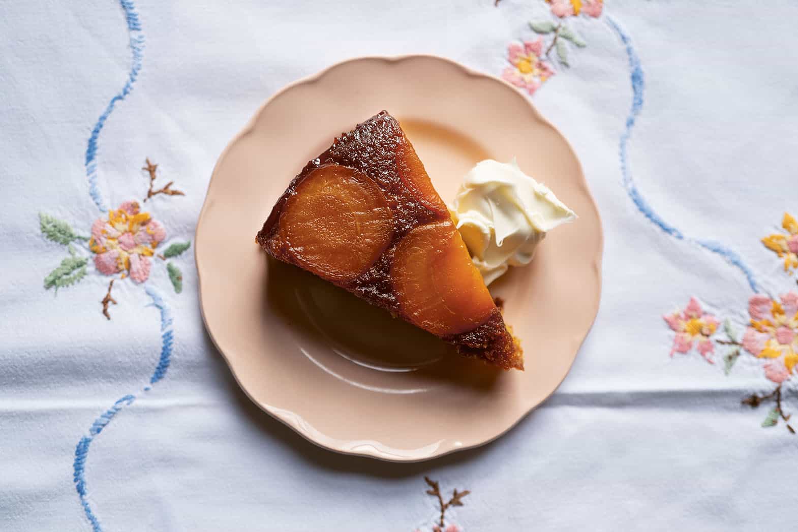Letitia Clark's Caramelised Apricot, Almond & Orange Blossom Upside-Down Cake