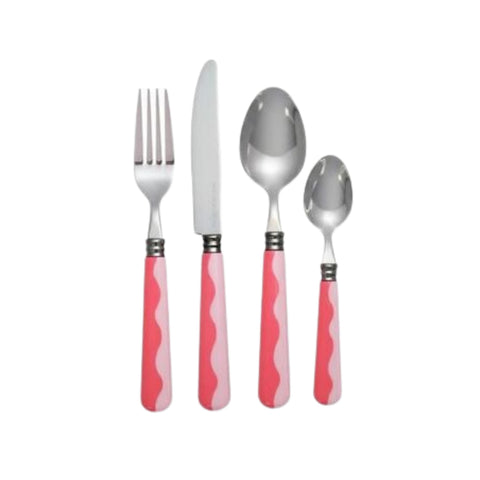 Addison Ross 16 Piece Pink Wave Cutlery Set