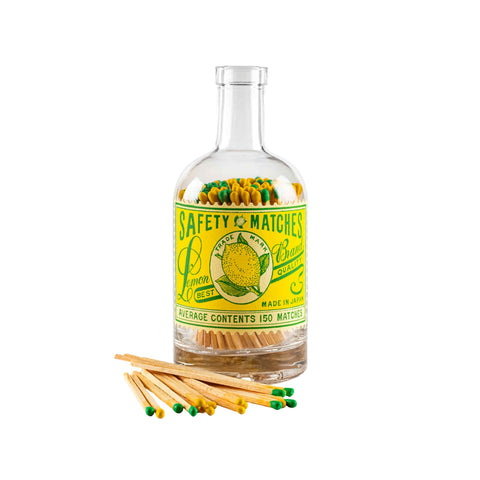Lemon Stamp Luxury Matches in Glass Bottle