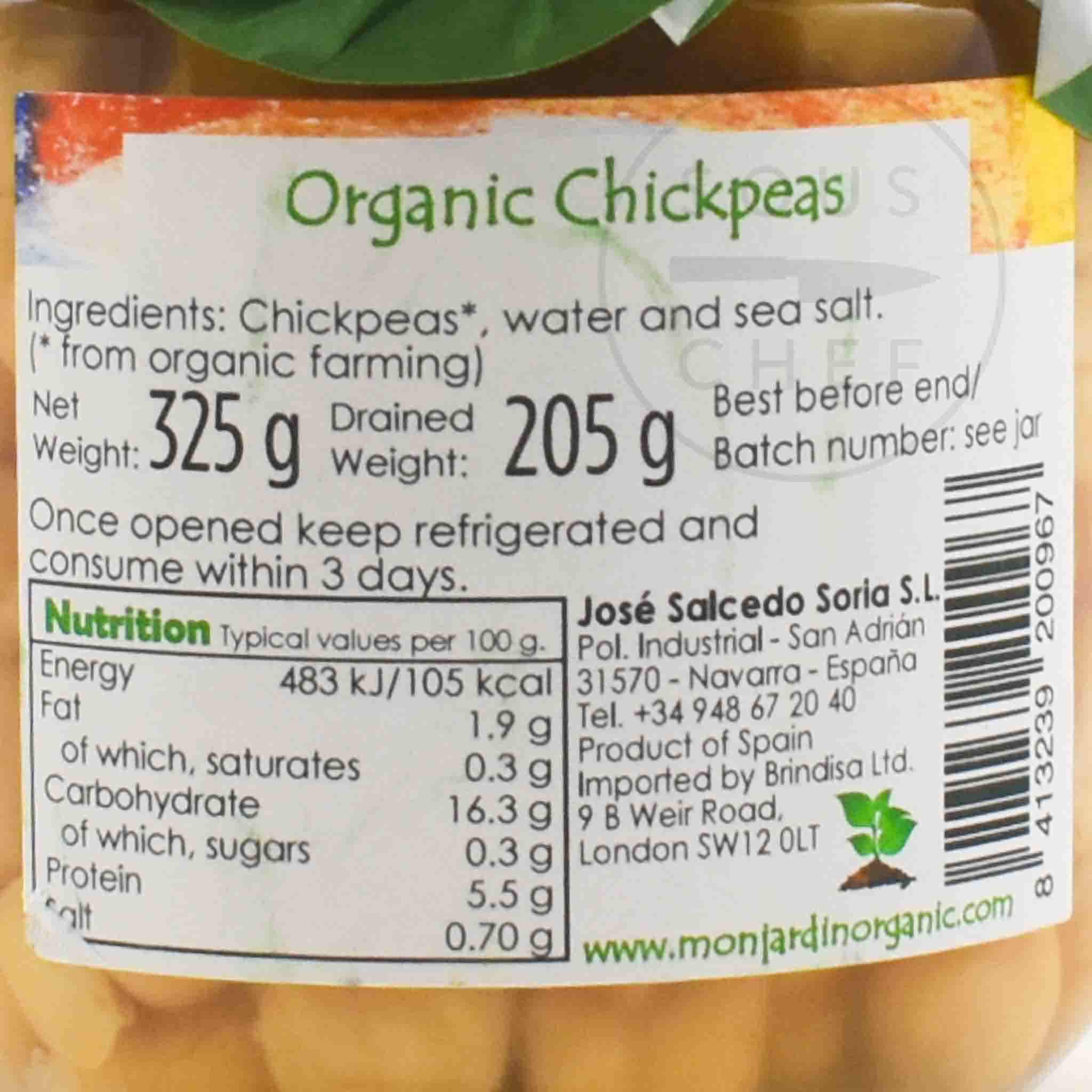 Monjardin Organic Chickpeas, 325g