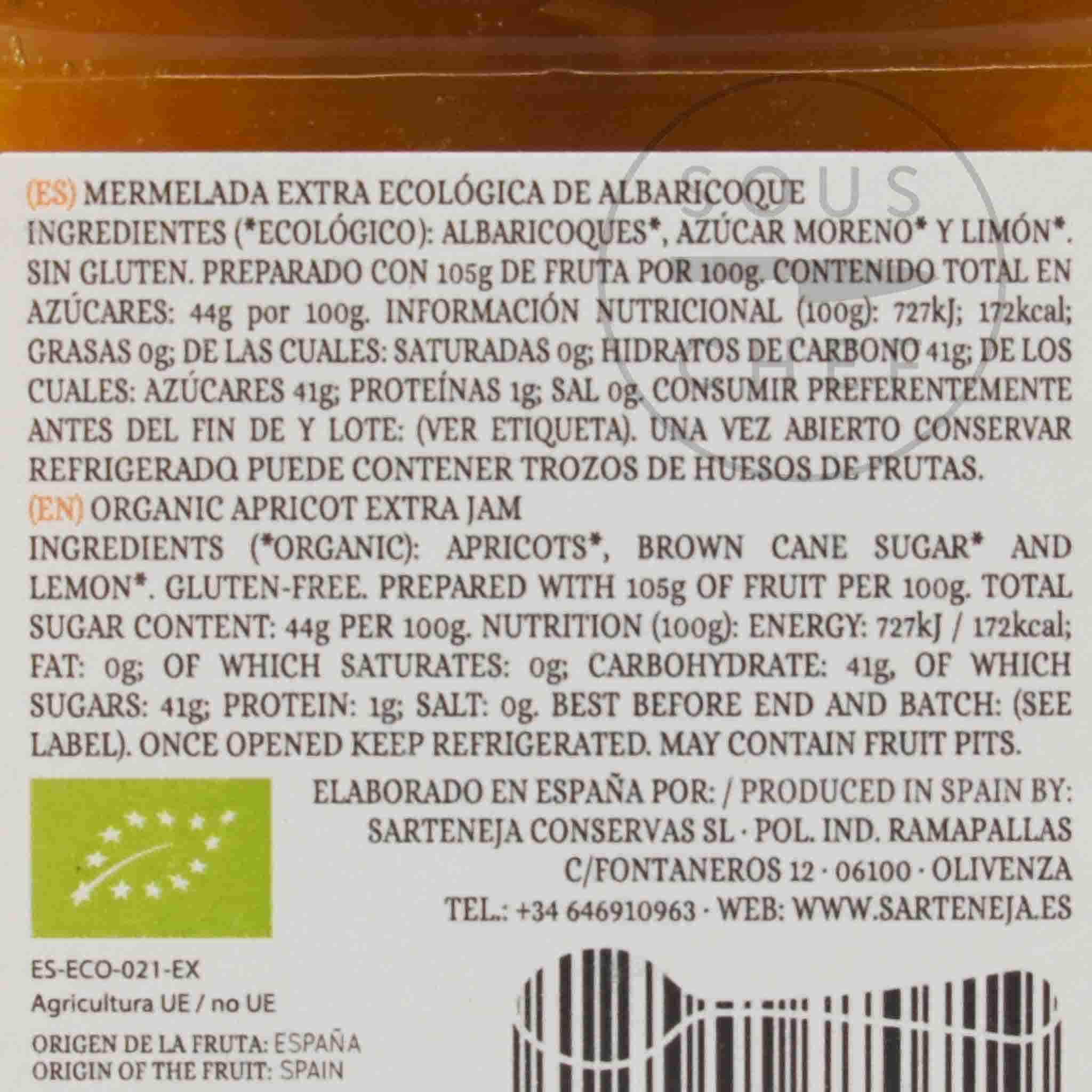Cortijo de Sarteneja Organic Apricot Extra Jam, 310g
