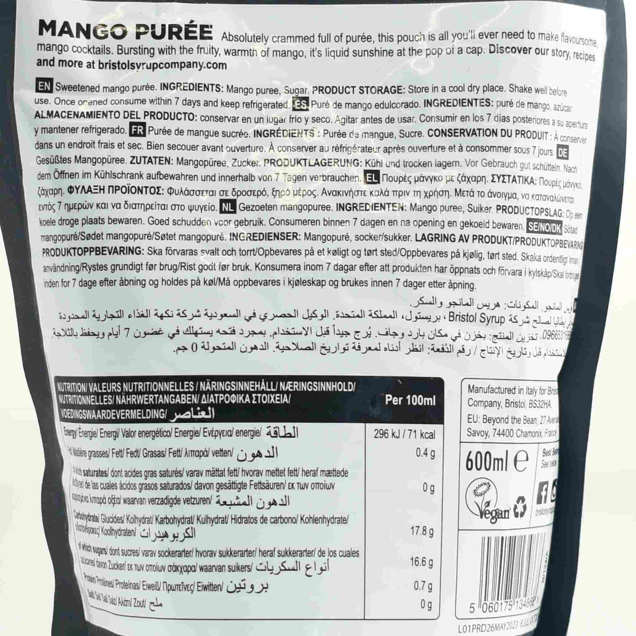 Bristol Syrup Co Mango Puree, 600ml