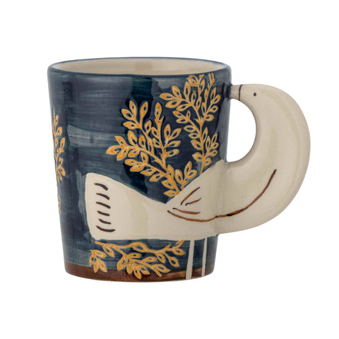 Hezha Blue Mug with Bird, 8cm