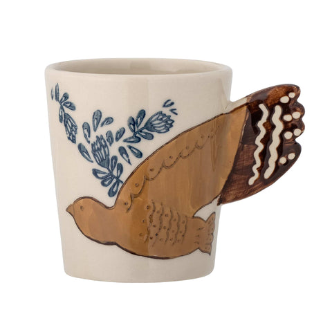 Hezha White Mug with Bird, 8cm