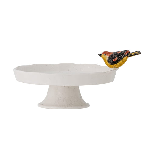 Tweet White Stoneware Cake Stand, 19cm