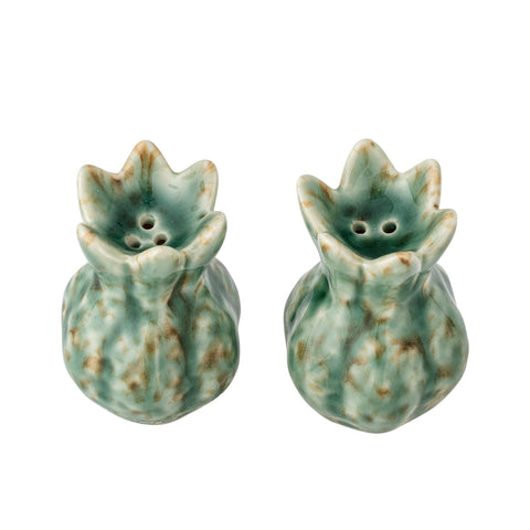 Set of 2 Green Pomegranate Salt & Pepper Shakers