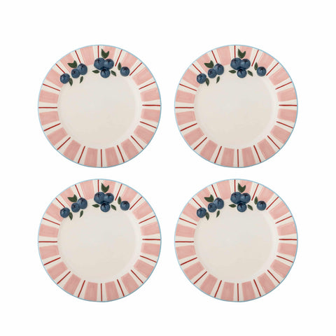 Set of 4 Blueberry Striped Side Plates, 20.5cm