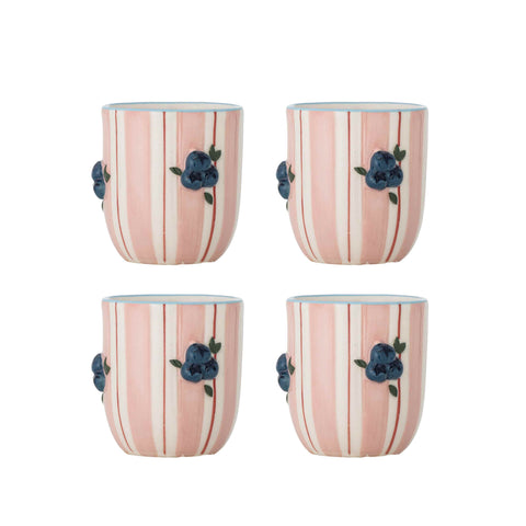 Set of 4 Blueberry Striped Tumblers, 235ml