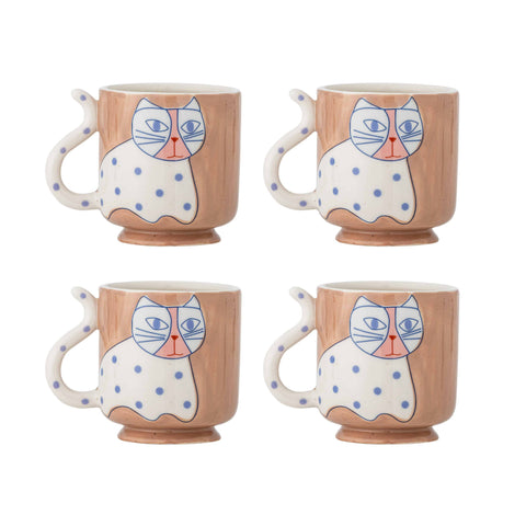 Set of 4 Missy Cat Mugs, 325ml