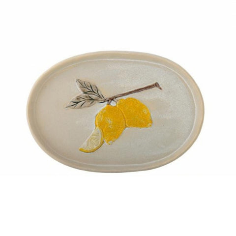 Lemon Stoneware Serving Plate, 36cm