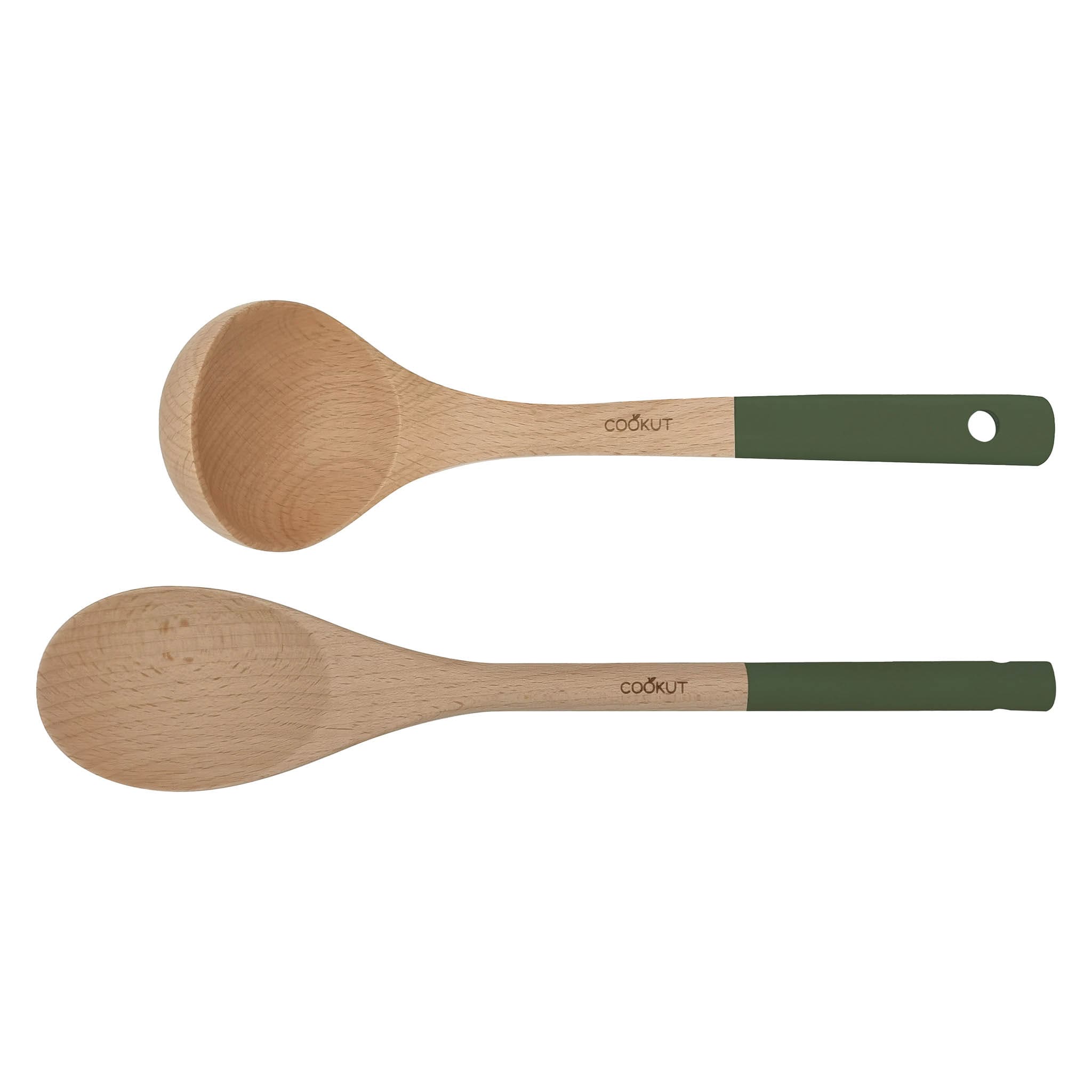 Cookut Wooden Spoon and Ladle Set, Green