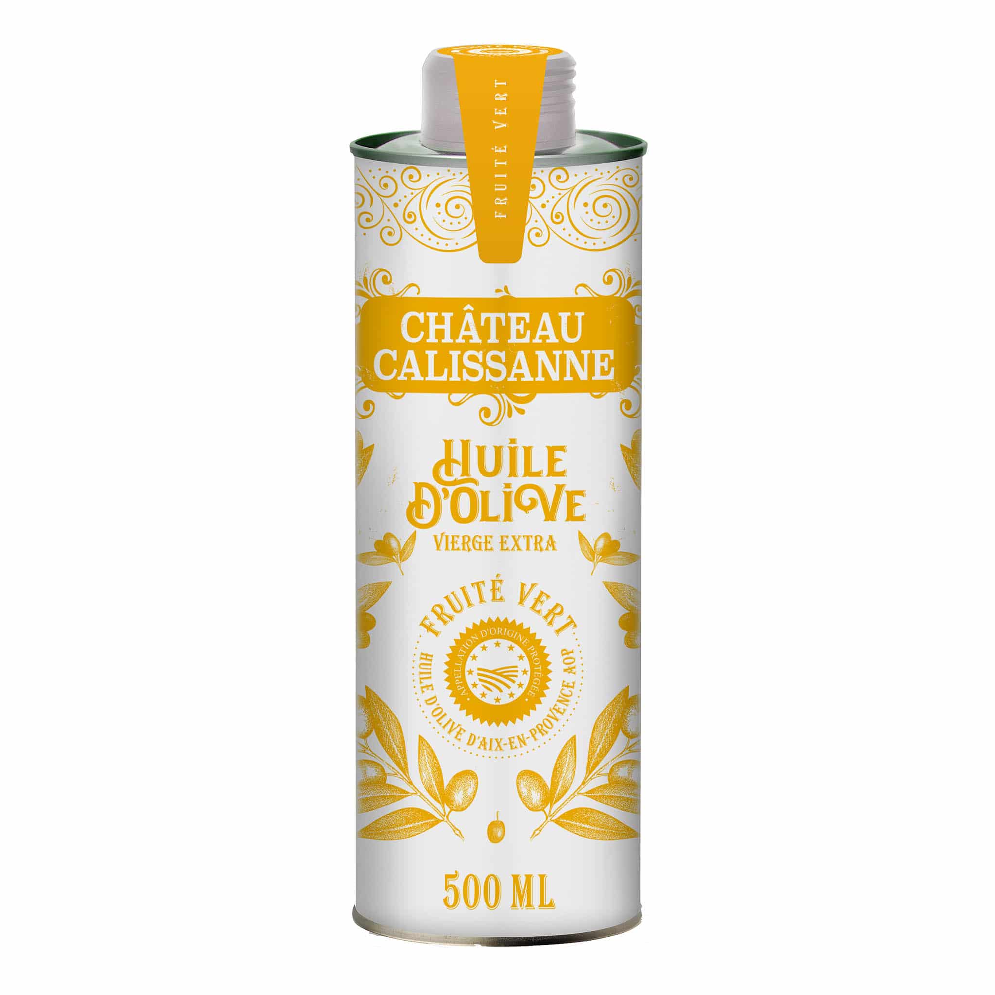 Chateau Calissanne Green Fruity Extra Virgin Olive Oil in Yellow Tin, 500ml