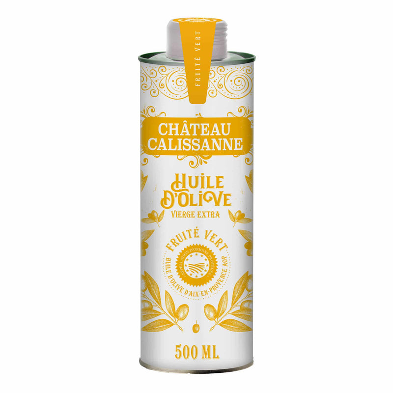 Chateau Calissanne Green Fruity Extra Virgin Olive Oil in Yellow Tin, 500ml