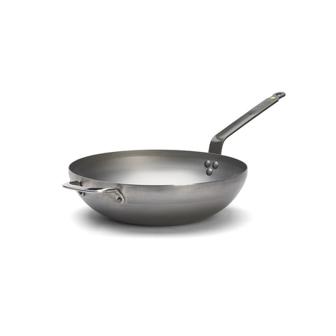 De Buyer Mineral B Flat Base Wok, 32cm