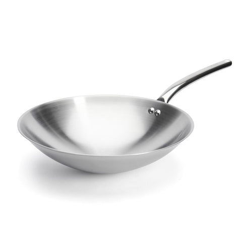 De Buyer Prim' Appety Round Based Stainless Steel Wok, 36cm