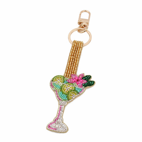 Lime Cocktail Beaded Keyring, 14cm