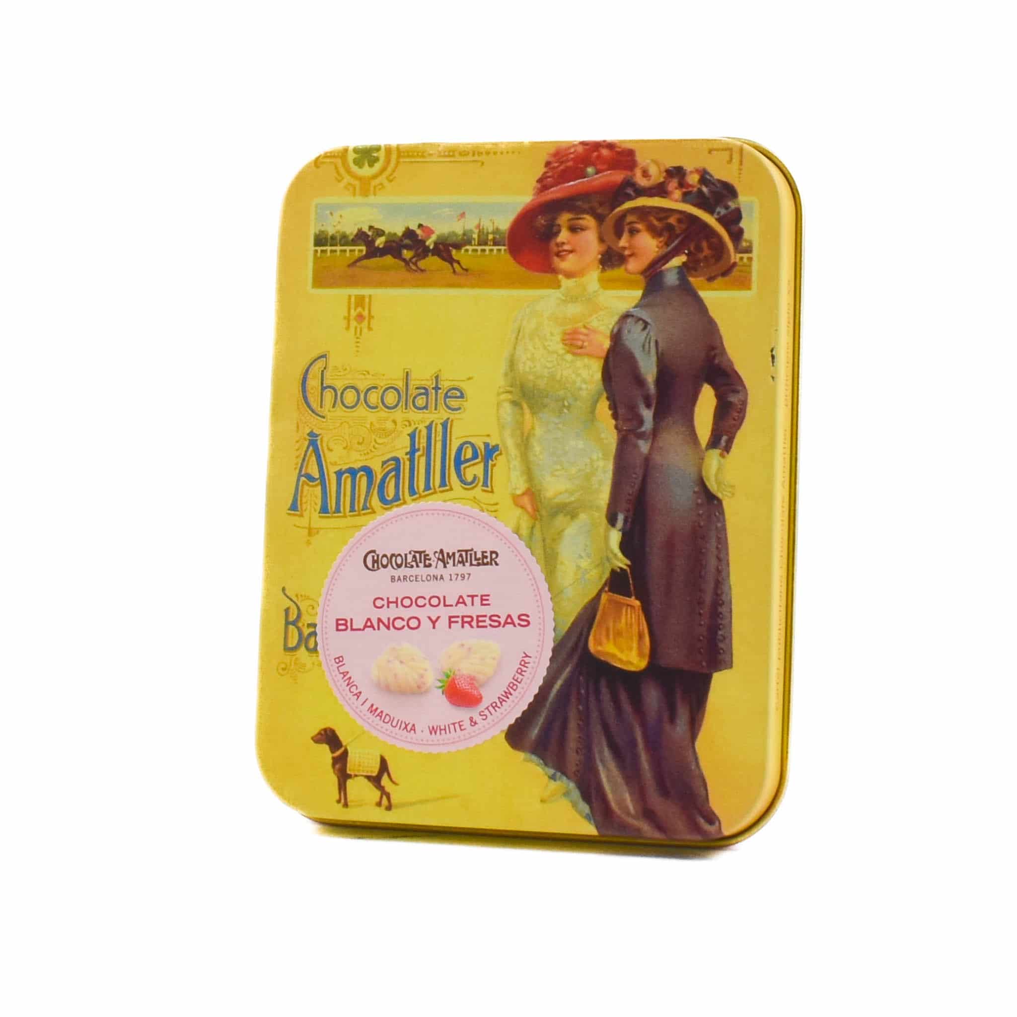 Amatller White Chocolate Leaves with Strawberry, 60g