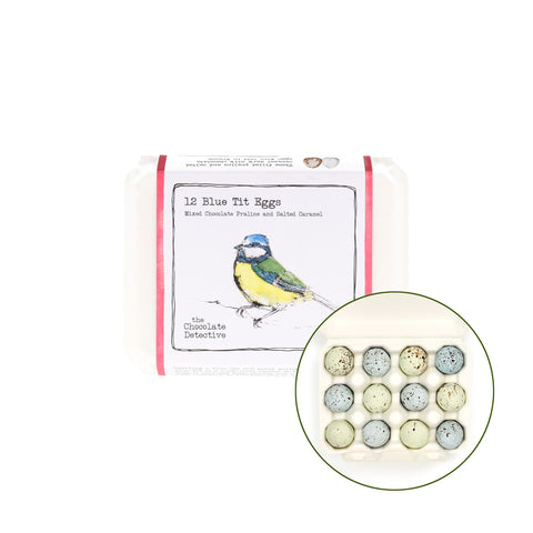 The Chocolate Detective 12 Blue Tit Chocolate Eggs, 150g