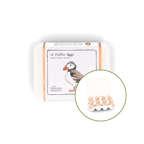 The Chocolate Detective 12 Puffin Chocolate Eggs, 150g