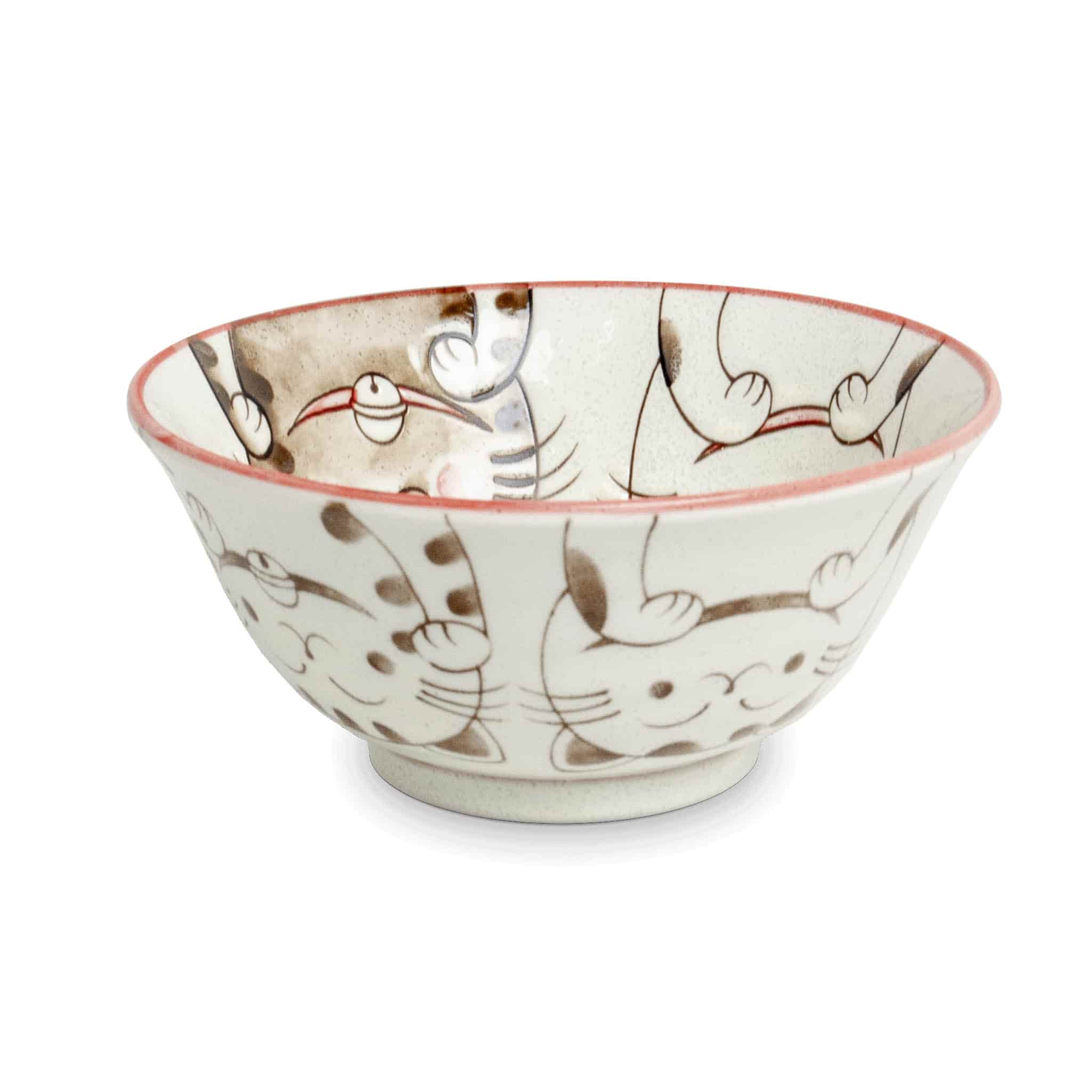 Pink Lucky Cat Japanese Noodle Bowl
