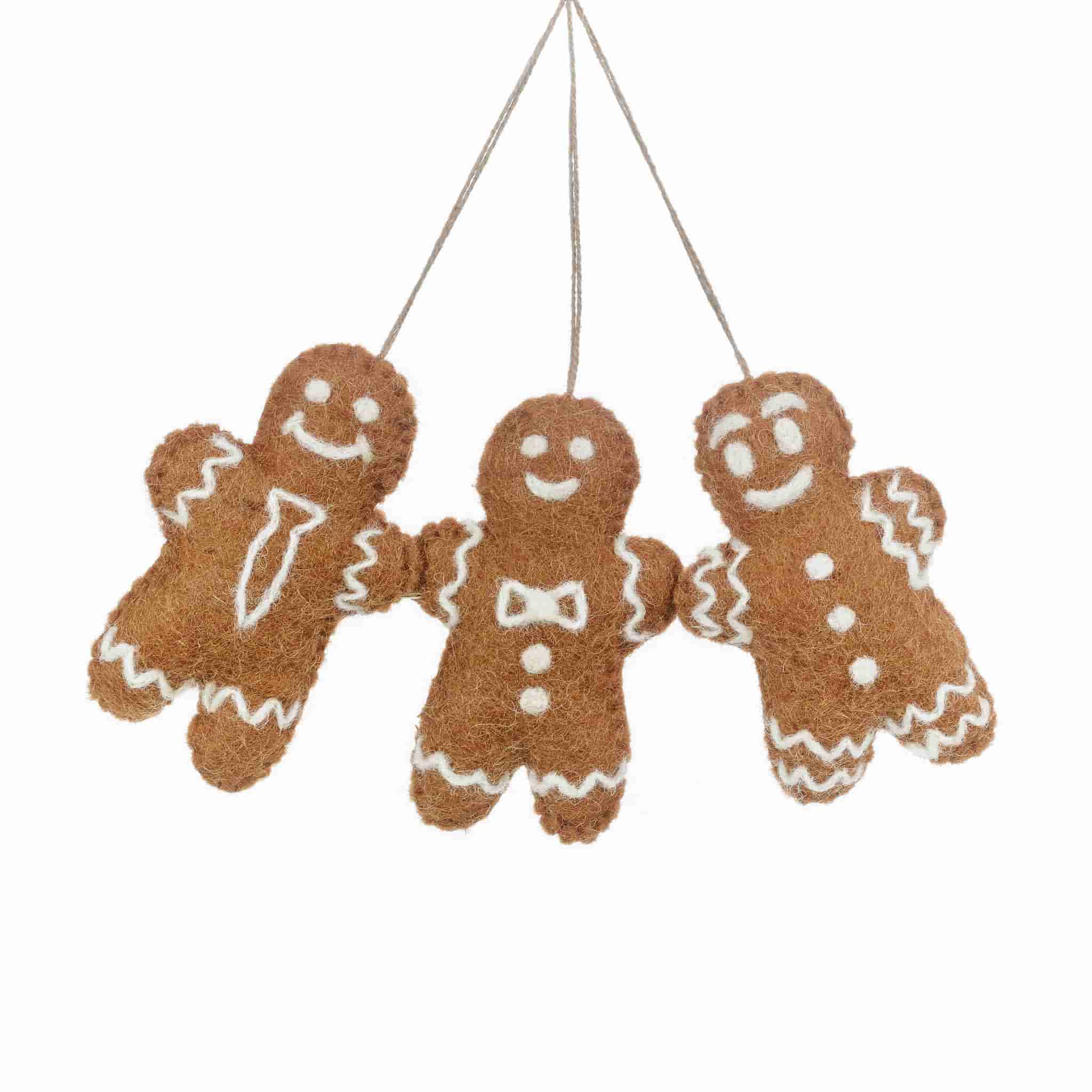 Set of 3 Gingerbread Friends Felt Tree Decoration