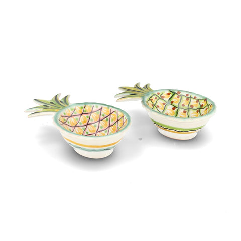 Set of 2 Mexican Hand Painted Pineapple Plates, 18cm