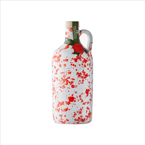 Puglian Extra Virgin Olive Oil in Red Splatter Ceramic Bottle, 500ml