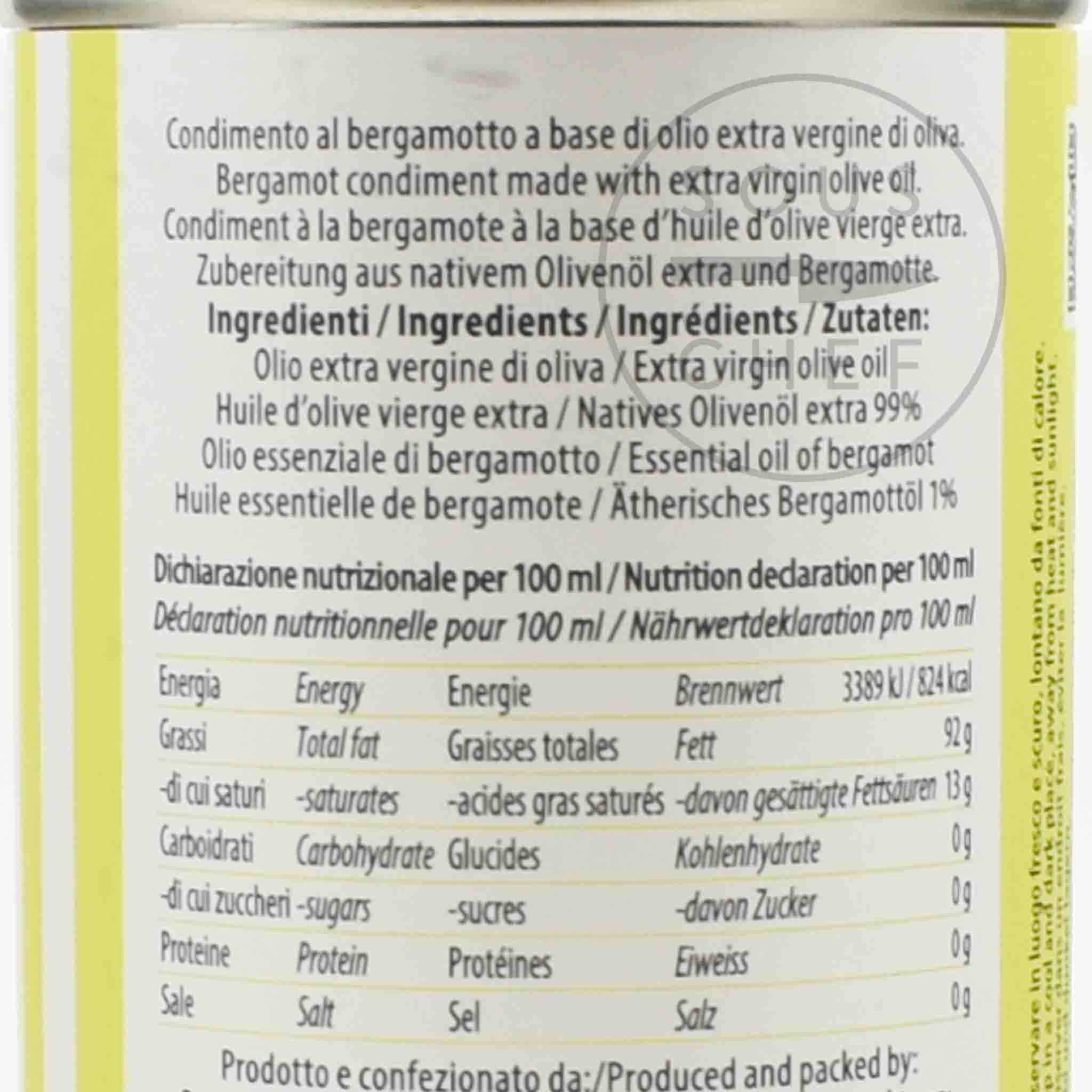 Puglian Bergamot Extra Virgin Olive Oil In Tin, 250ml