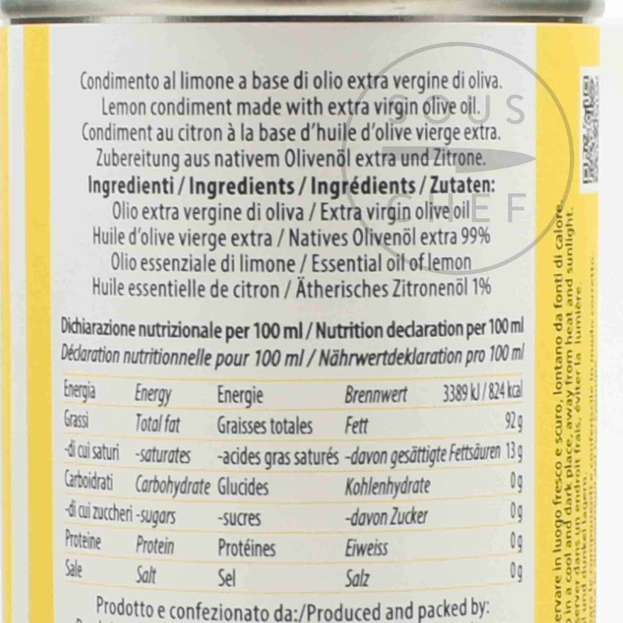 Puglian Lemon Extra Virgin Olive Oil In Tin, 250ml