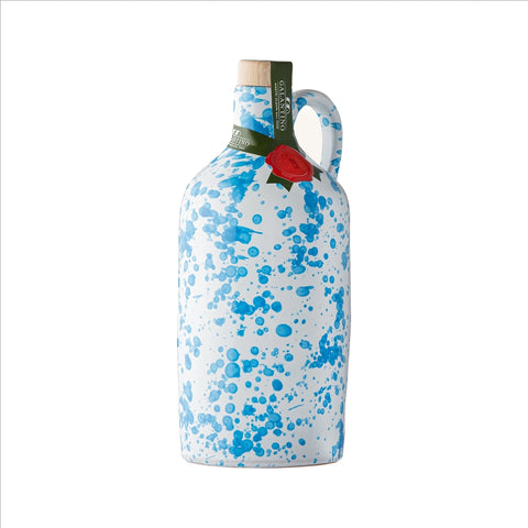 Puglian Extra Virgin Olive Oil in Light Blue Splatter Ceramic Bottle, 500ml