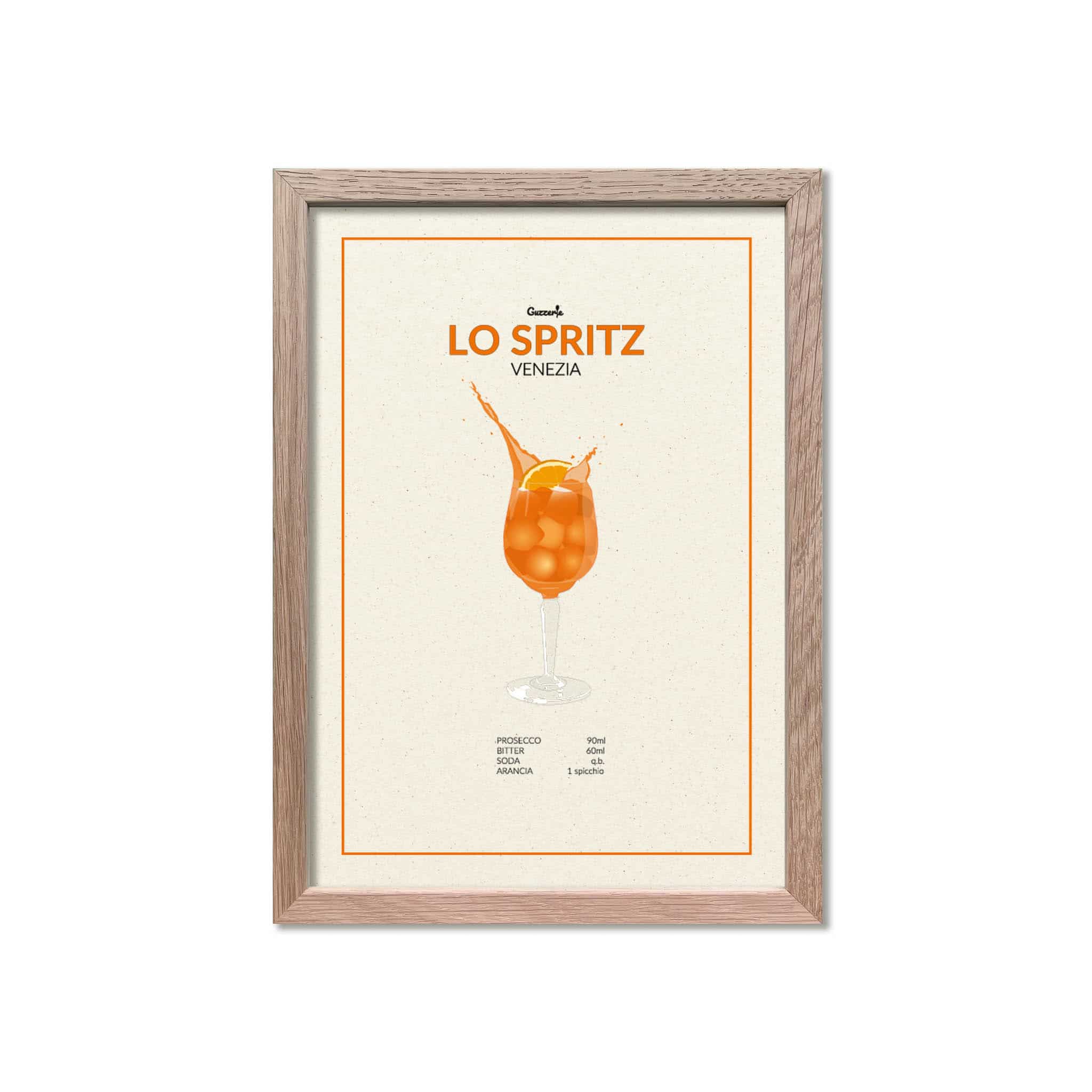 Italian Spritz A4 Print in Oak Frame