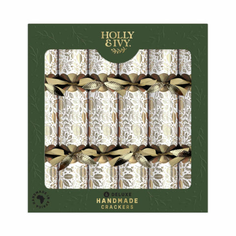 Set of 6 Deluxe Gold Pomegranate Christmas Crackers