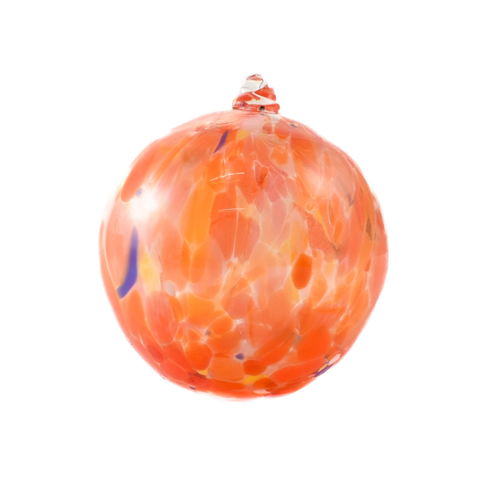 Murano Glass Decorative Sphere Ornament, Orange