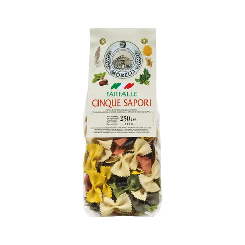 Morelli 5 Flavours Farfalle Multicolour Pasta, 500g