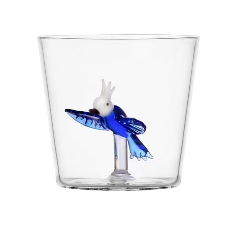 Ichendorf Milano Glass Blue Tropical Bird Tumbler, 300ml