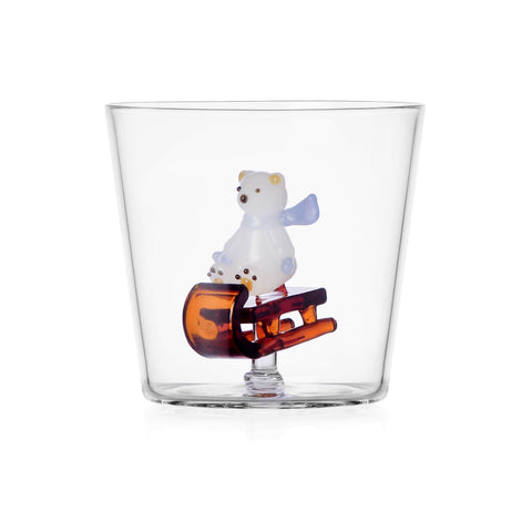 Ichendorf Milano Glass Sledding Bear Tumbler, 300ml