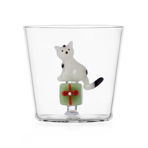 Ichendorf Milano Glass Limited Edition White Cat with Gift Tumbler, 300ml