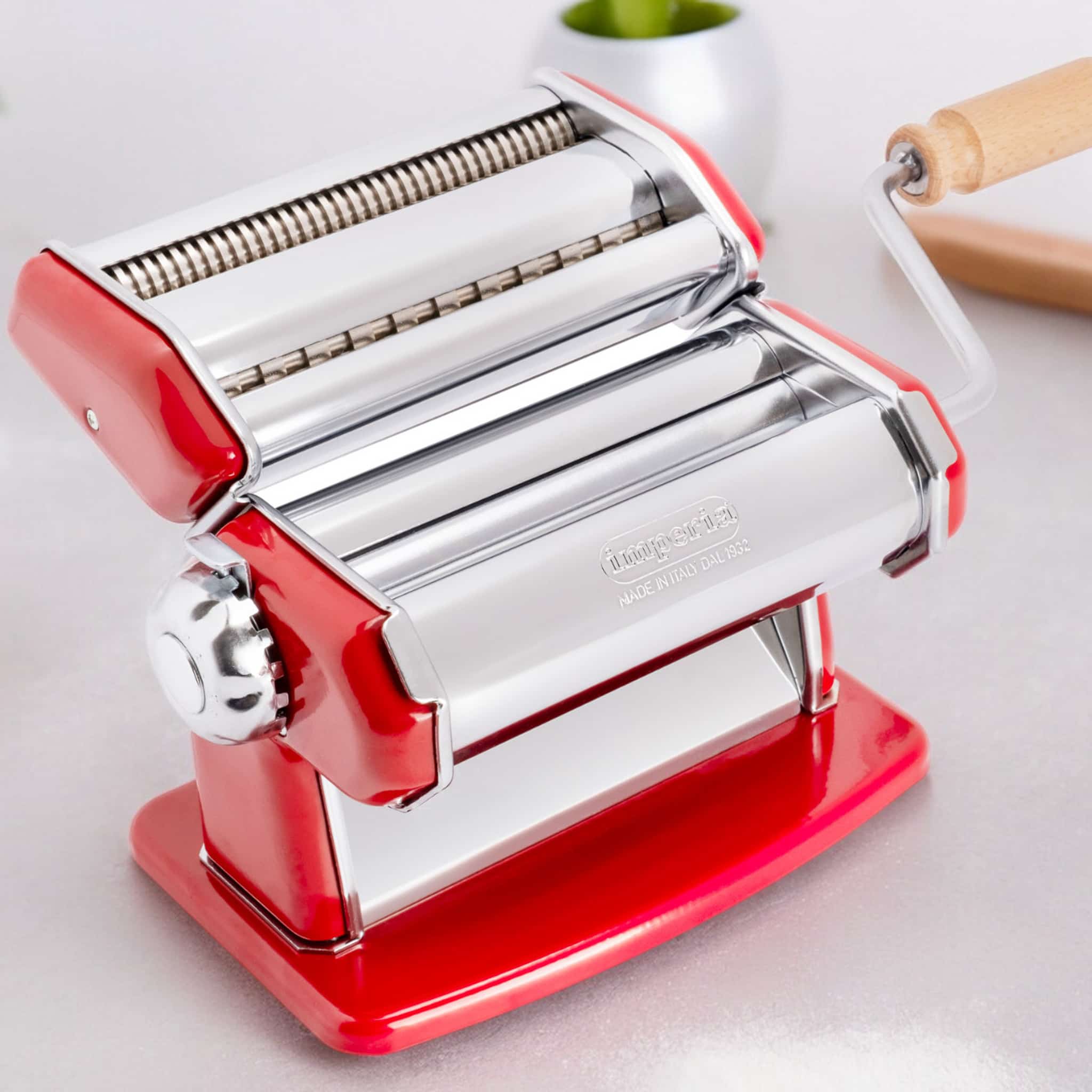 Imperia Red Pasta Maker with Dust Bag Hopper Buy online UK