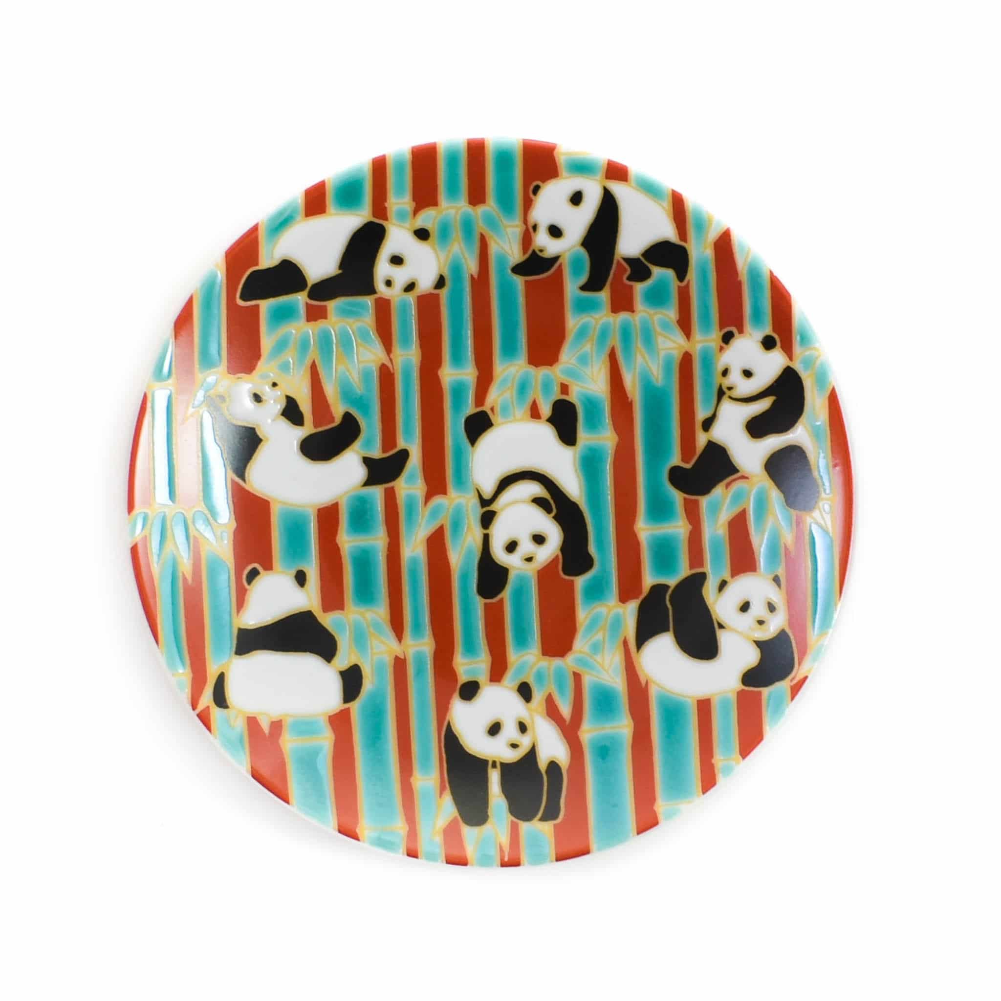 Seikou Porcelain Dancing Pandas Mamezara Garnish Plate, 10cm