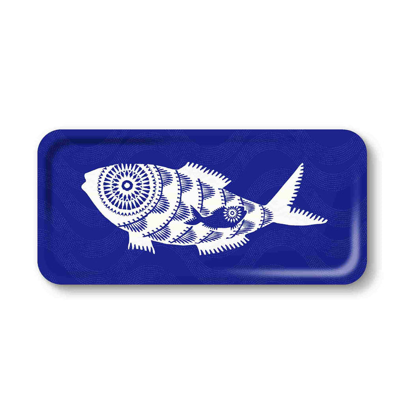 Blue Fish Rectangle Serving Tray, 32x15cm