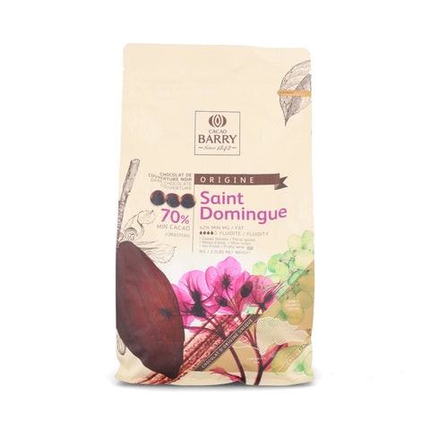 Cacao Barry Origin Saint Domingue 70% Dark Chocolate Chips, 1kg
