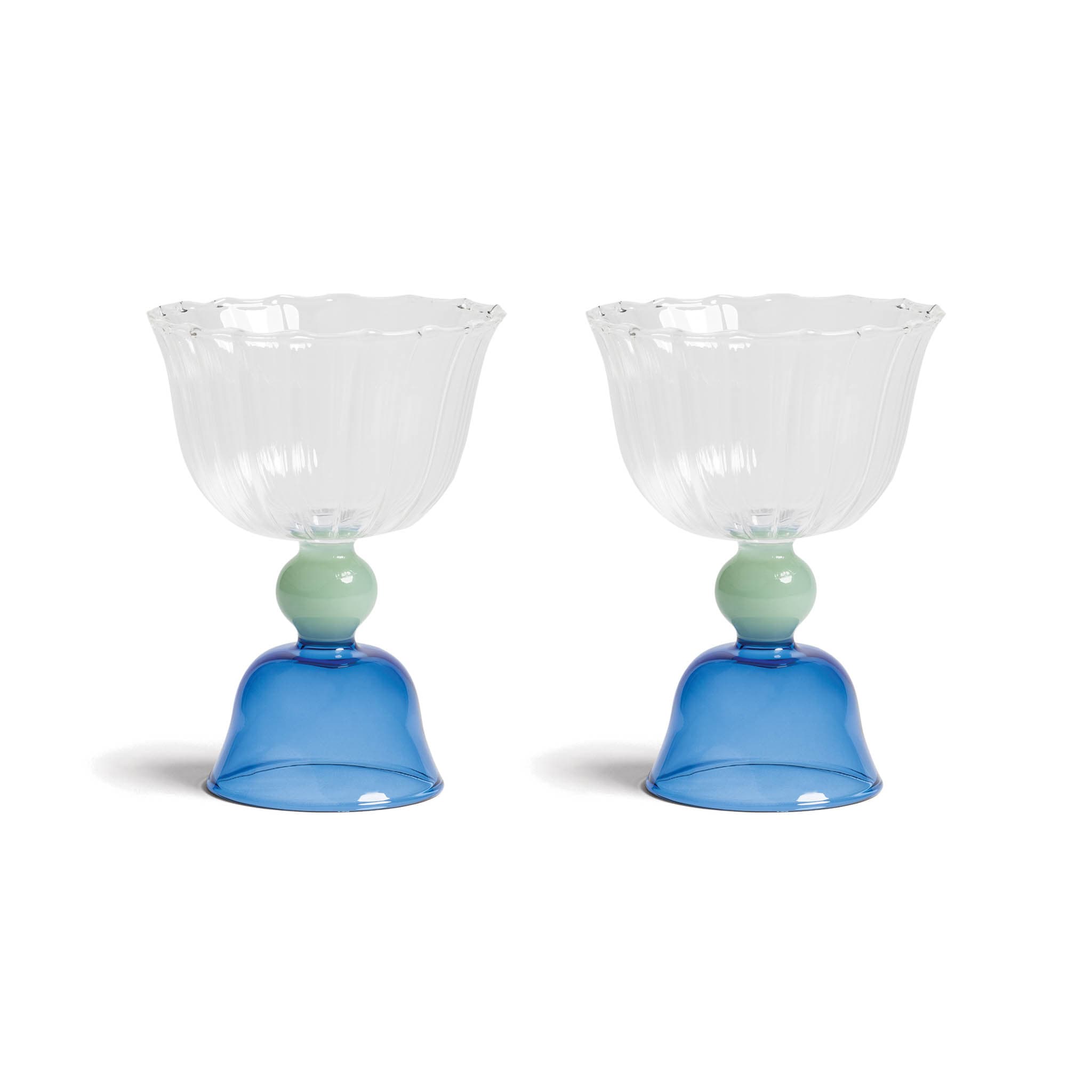 Set of 2 Blue Tulip Coupe Glasses