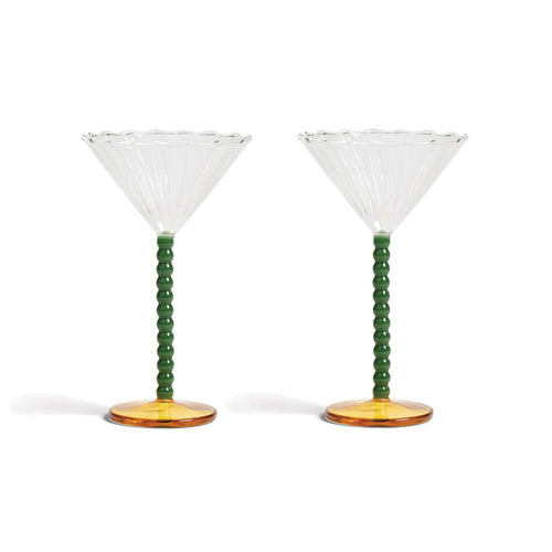 Set of 2 Bubble Stem Martini Glasses