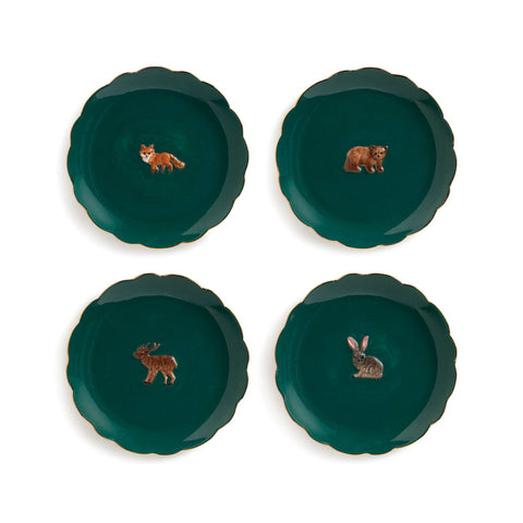 Set of Four Woodland Animal Side Plates, 17cm