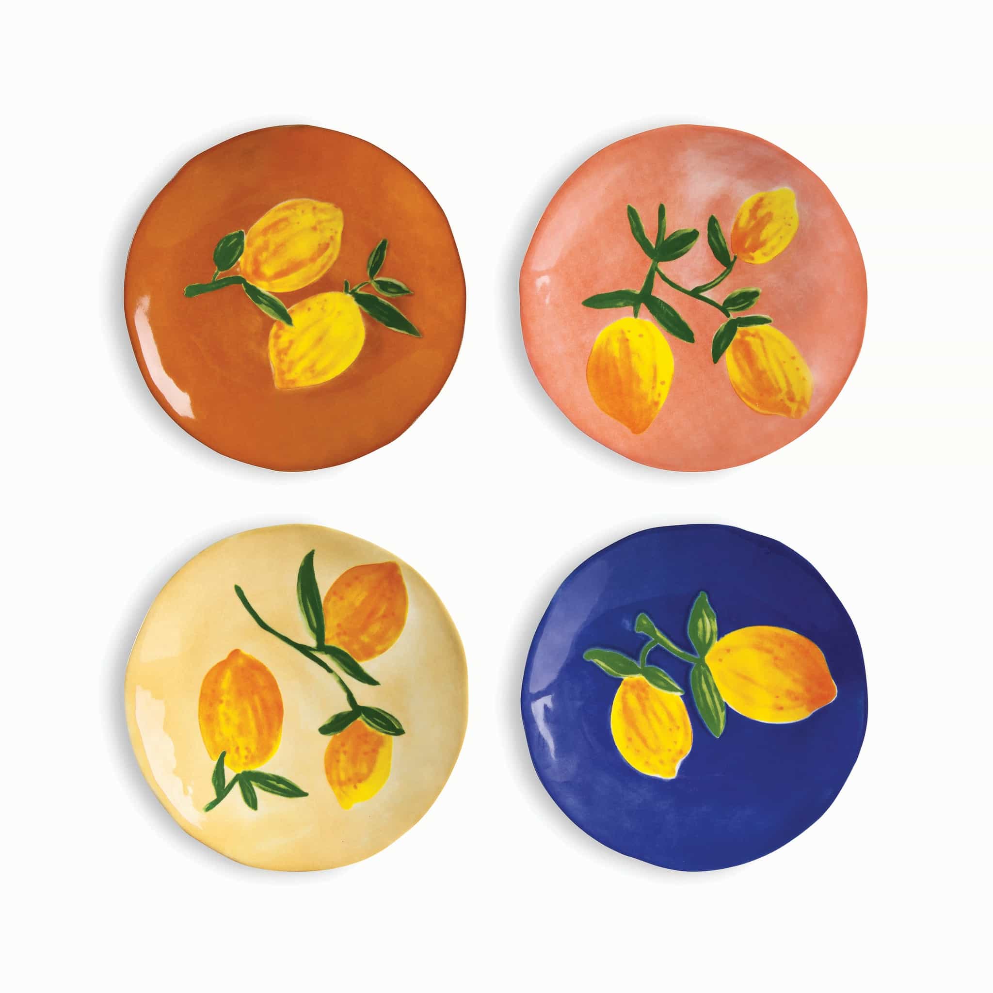 Set of 4 Lemon Side Plates, 16cm